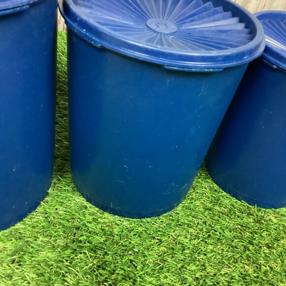 Vintage Tupperware Canister Containers Dark Blue With Lids (4) - Picture 7 of 16